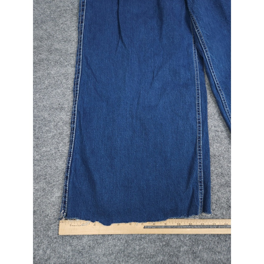 A.LAB Baggy Jeans Men 32 x 29 Blue Wide Leg Rave Y2K Embroider RAW HEM - Picture 10 of 12